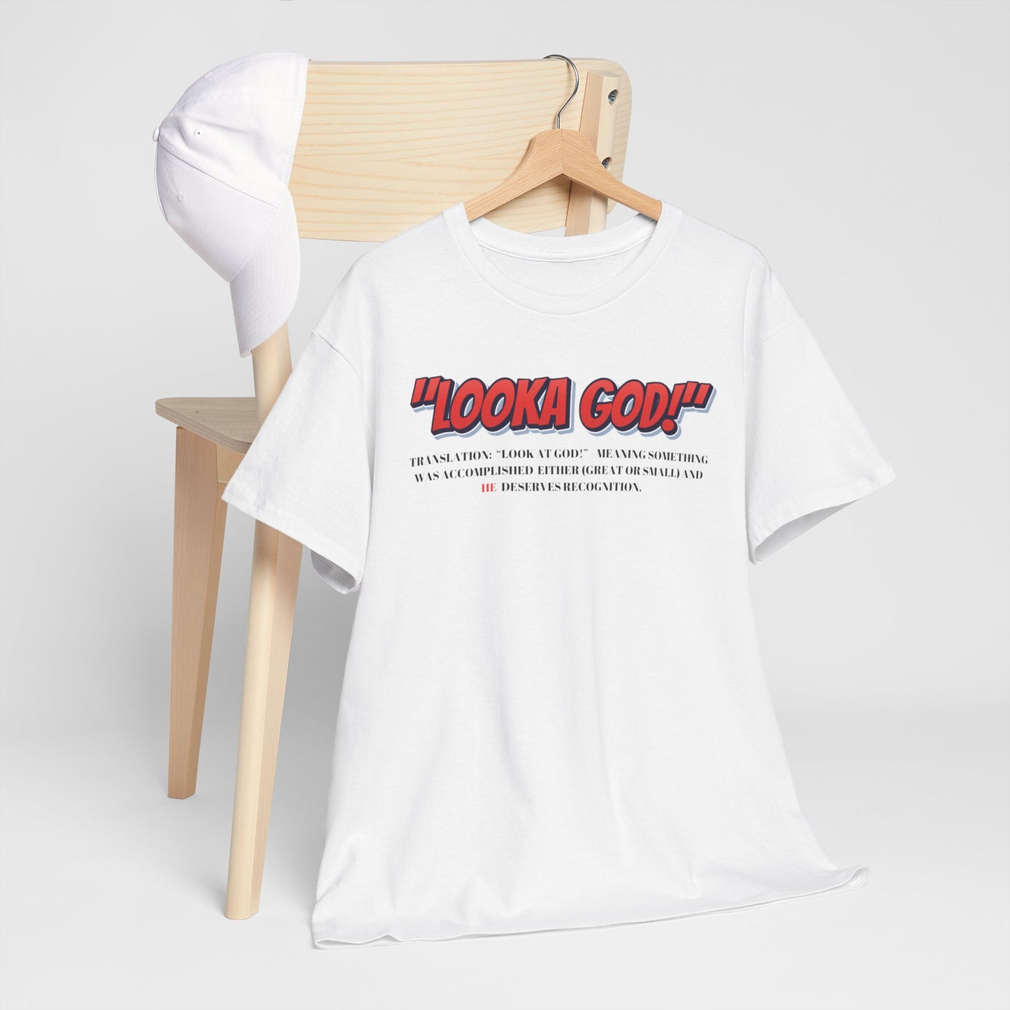 Inspirational Unisex Heavy Cotton Tee - "Looka God!" Motivational Apparel
