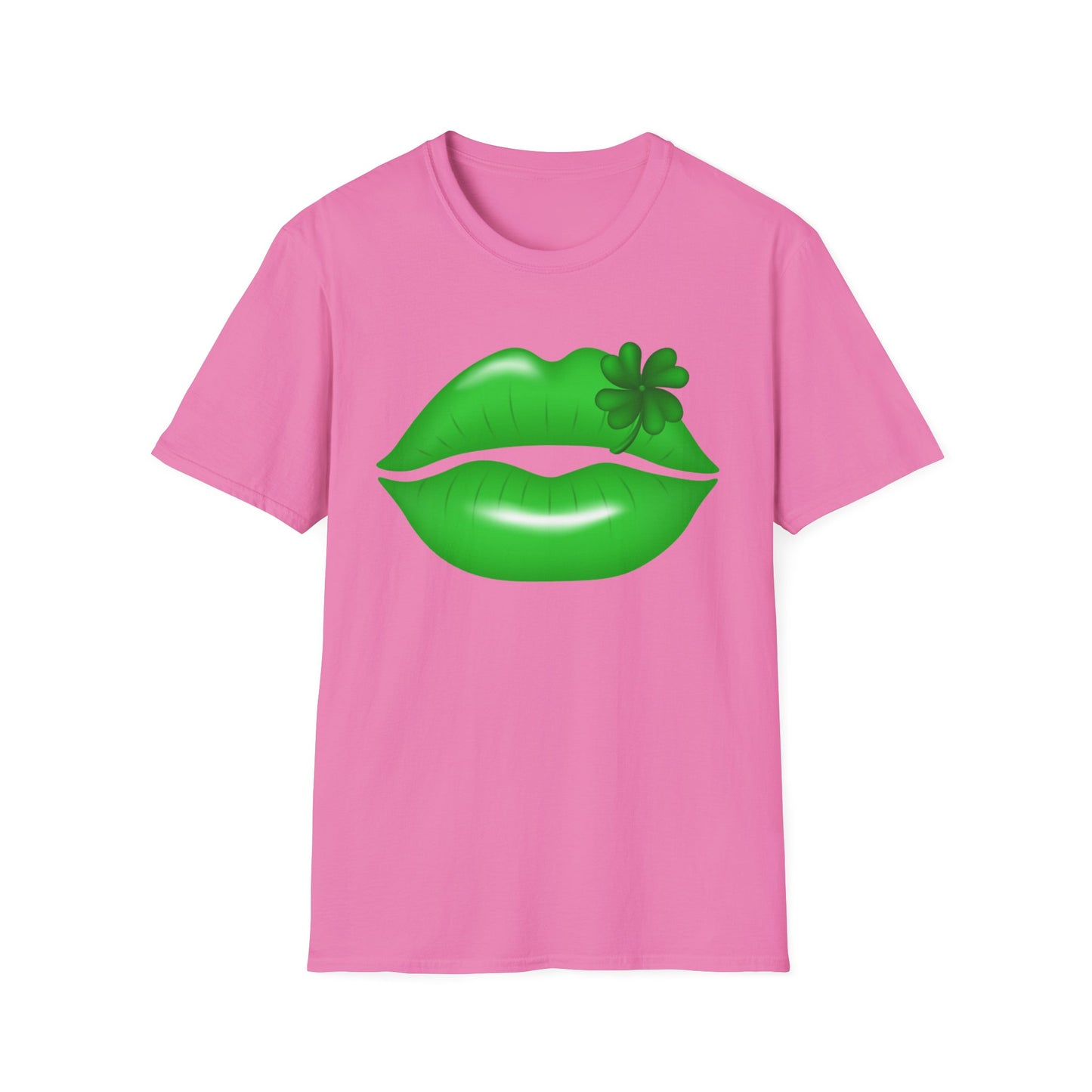 Luck of the Irish Unisex Softstyle T-Shirt - Green Kiss & Shamrock Design