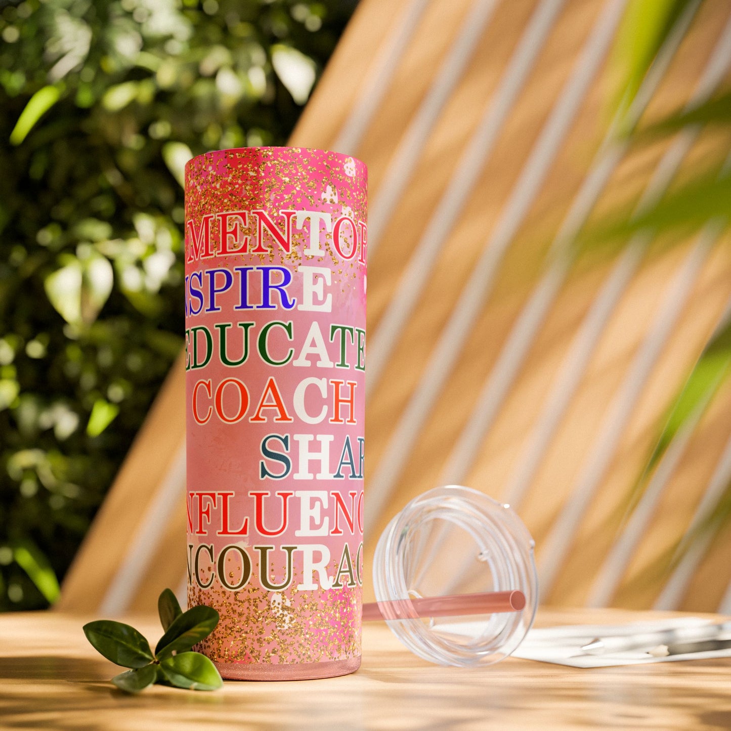 Mentor, Inspire, Educate... Teacher Inspirational Skinny Tumbler with Straw - 20oz