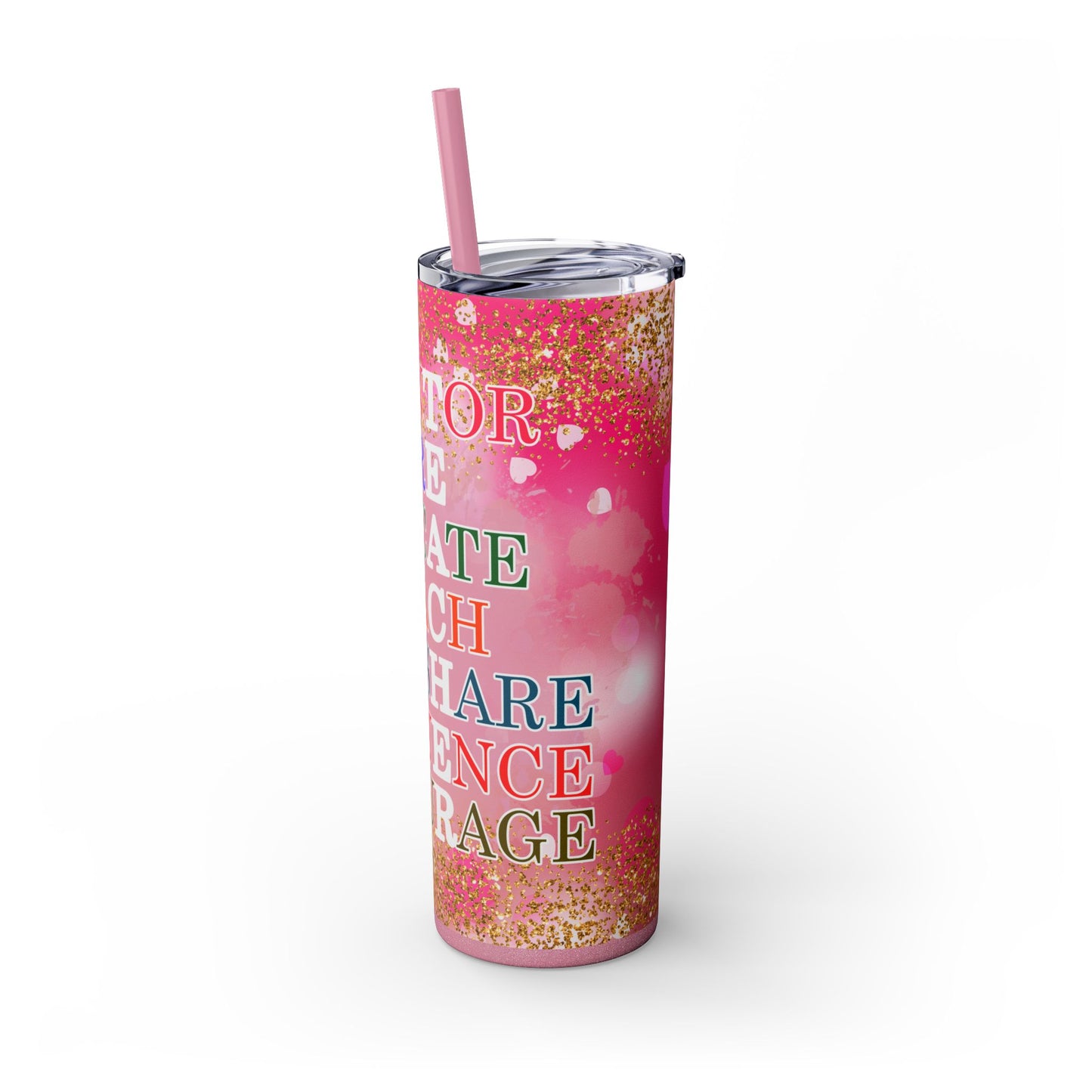 Mentor, Inspire, Educate... Teacher Inspirational Skinny Tumbler with Straw - 20oz