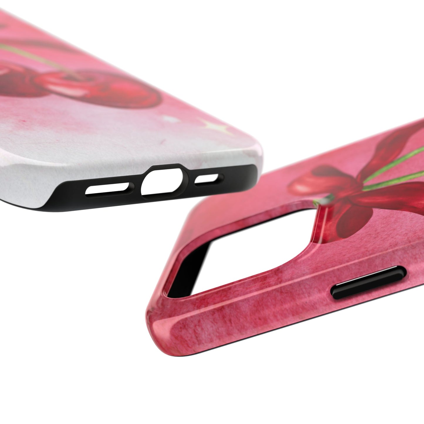Red Watercolor Cherry and Bow Phone Case