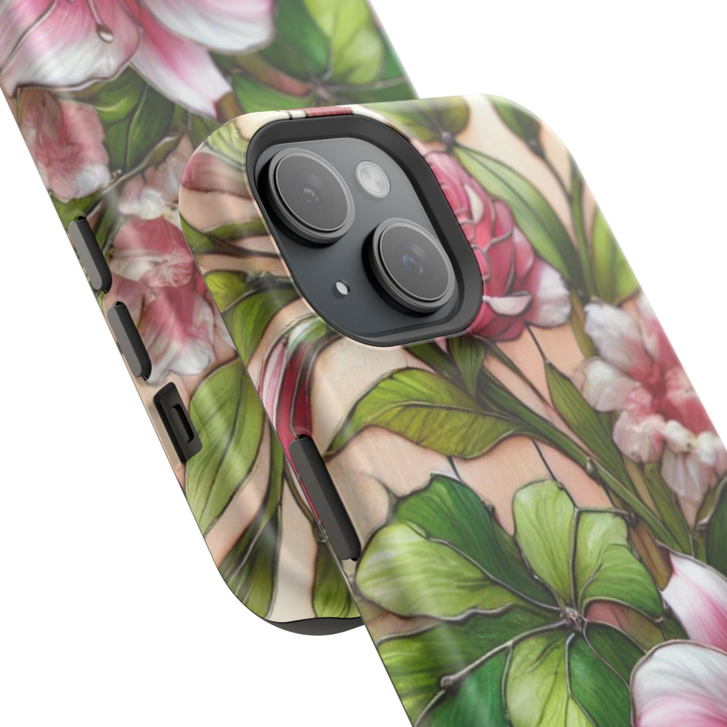 Elegant Pink & Green Floral MAGNETIC Tough Cases - Durable Phone Protection