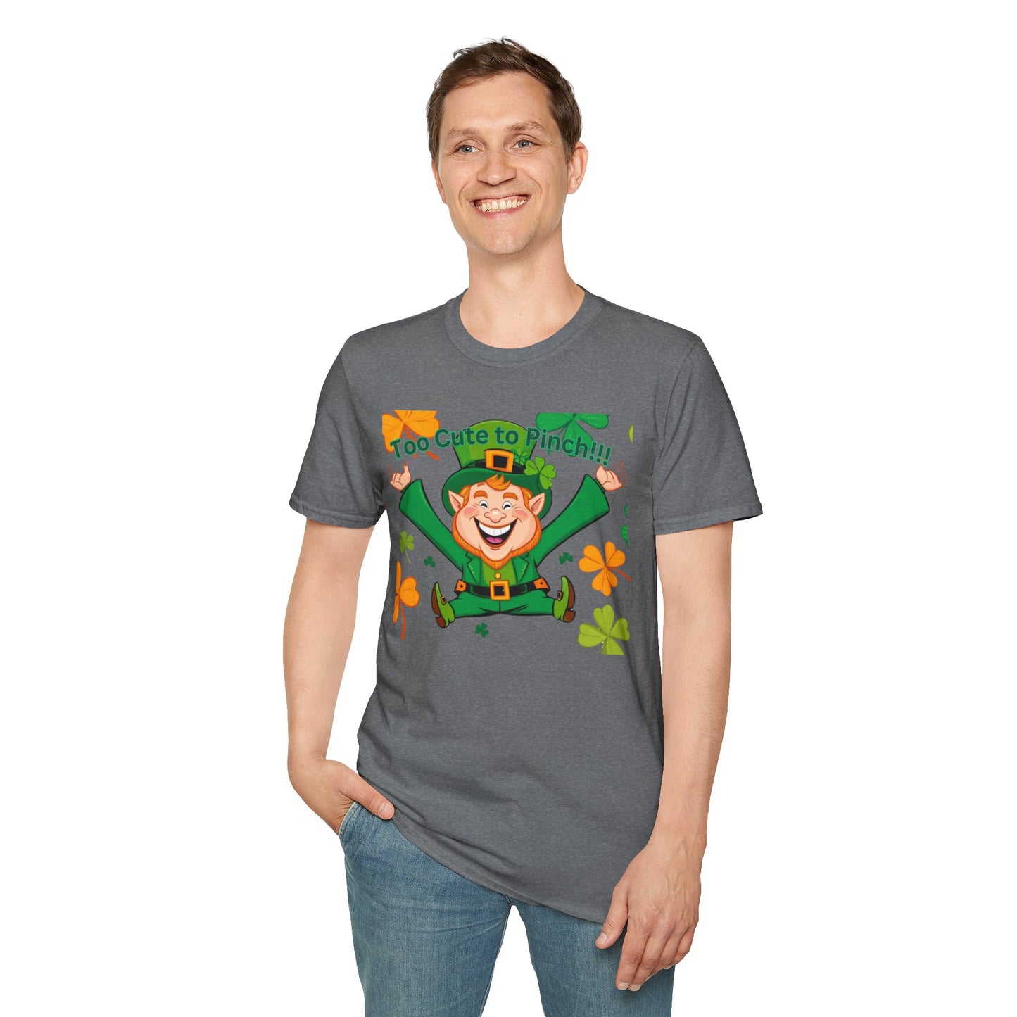 Cute St. Patrick's Day T-Shirt - 'Too Cute to Pinch' Unisex Softstyle Tee