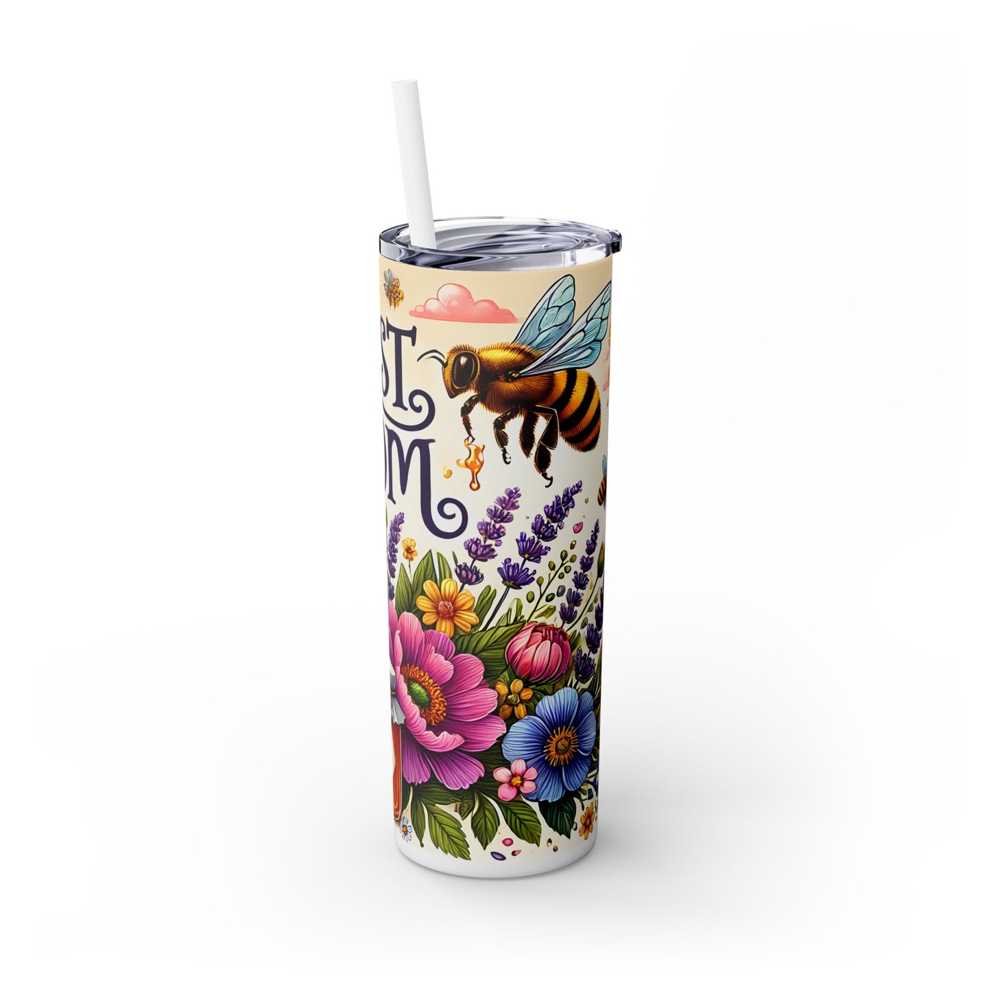 Best Mom Floral Skinny Tumbler with Straw – 20oz Insulated Drinkware for Mother's Day