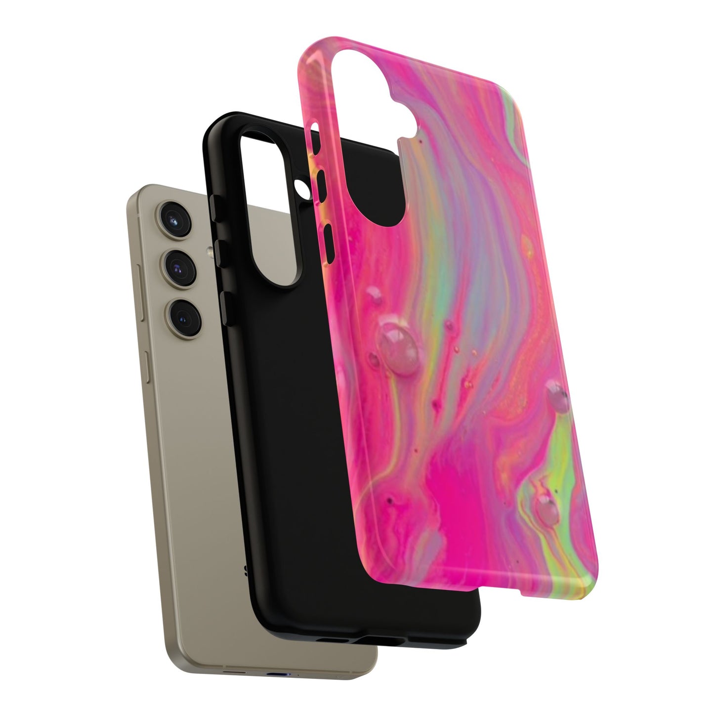 Pink Trendy Futuristic Tough Phone Case with Colorful Abstract Design for Samsung