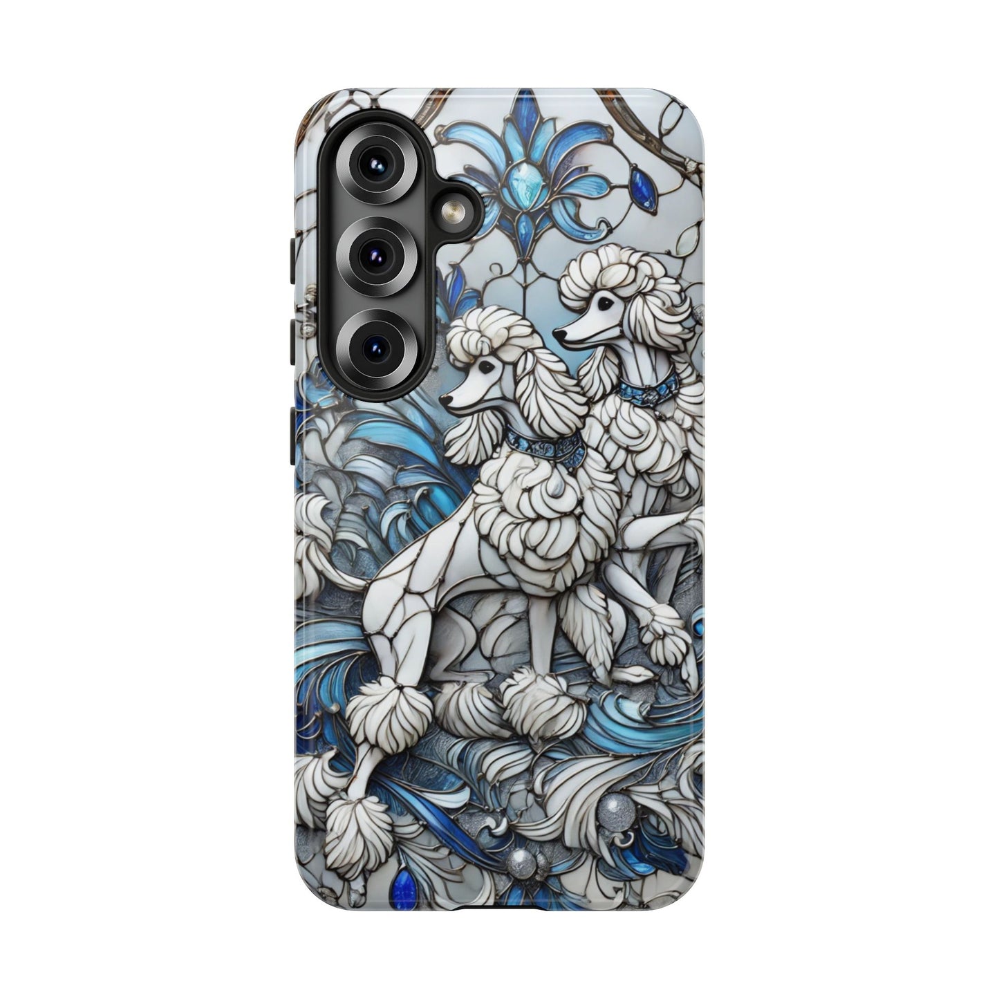Phone Case - Elegant Blue and White Poodle Art for Samsung Phone