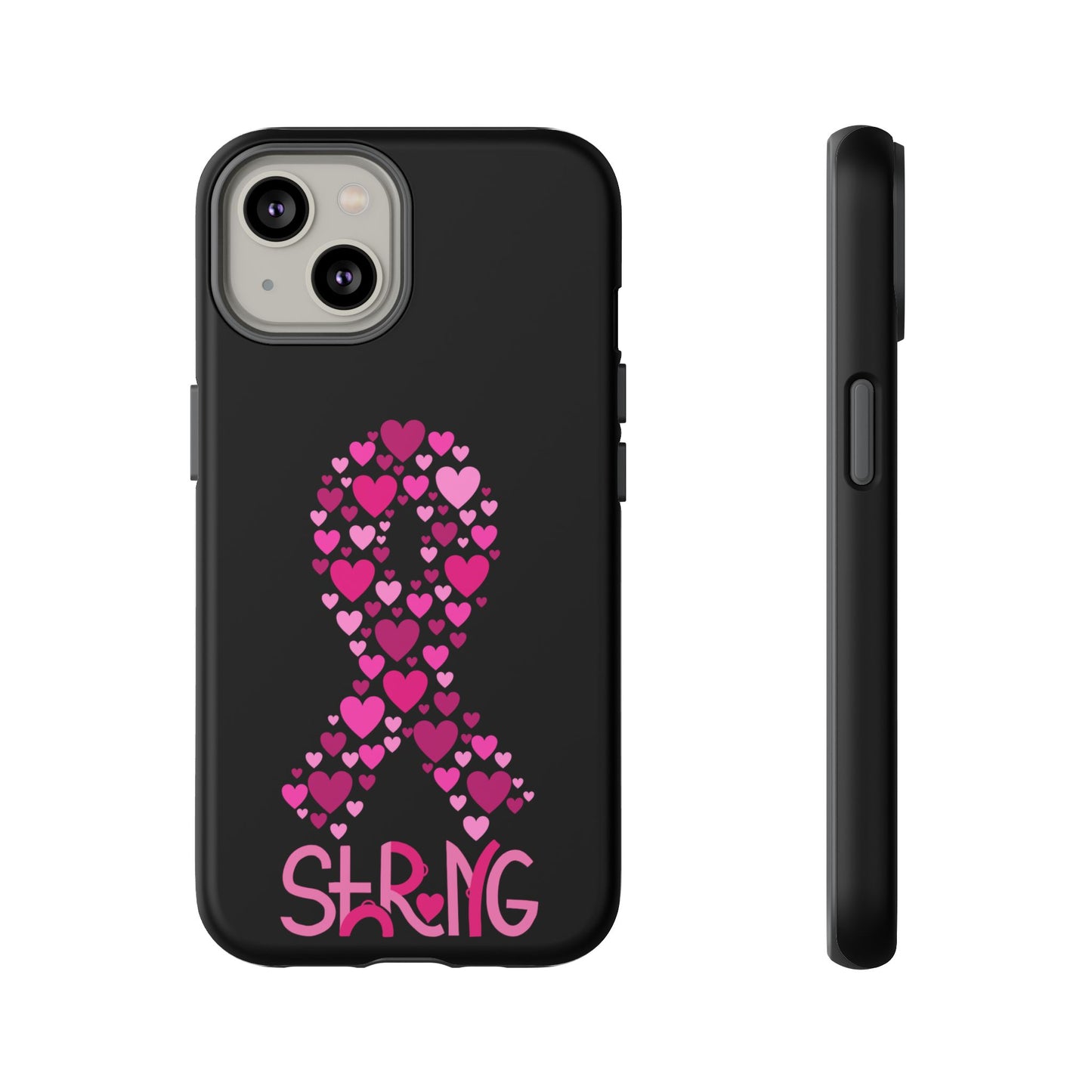 Pink Ribbon Phone Case - Strong Heart Design, Cancer Awareness, Gift for Supporters for IPhone