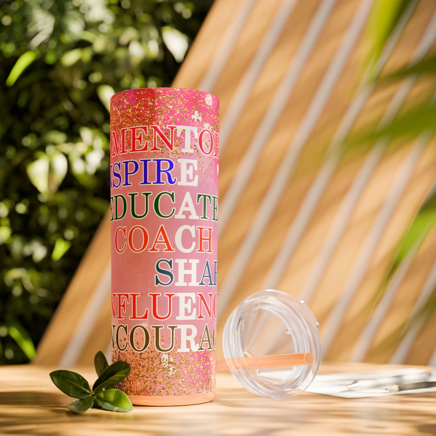 Mentor, Inspire, Educate... Teacher Inspirational Skinny Tumbler with Straw - 20oz