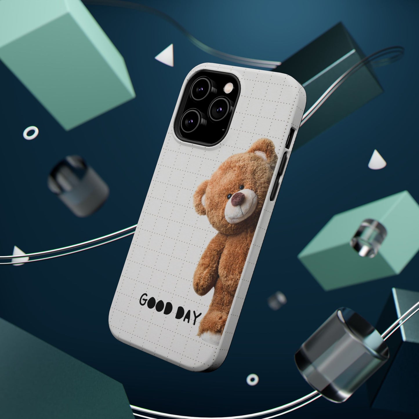 Good Day Teddy Bear MAGNETIC Phone Cases, Cute, Gift for Friends, Teddy Bear Lover's Case