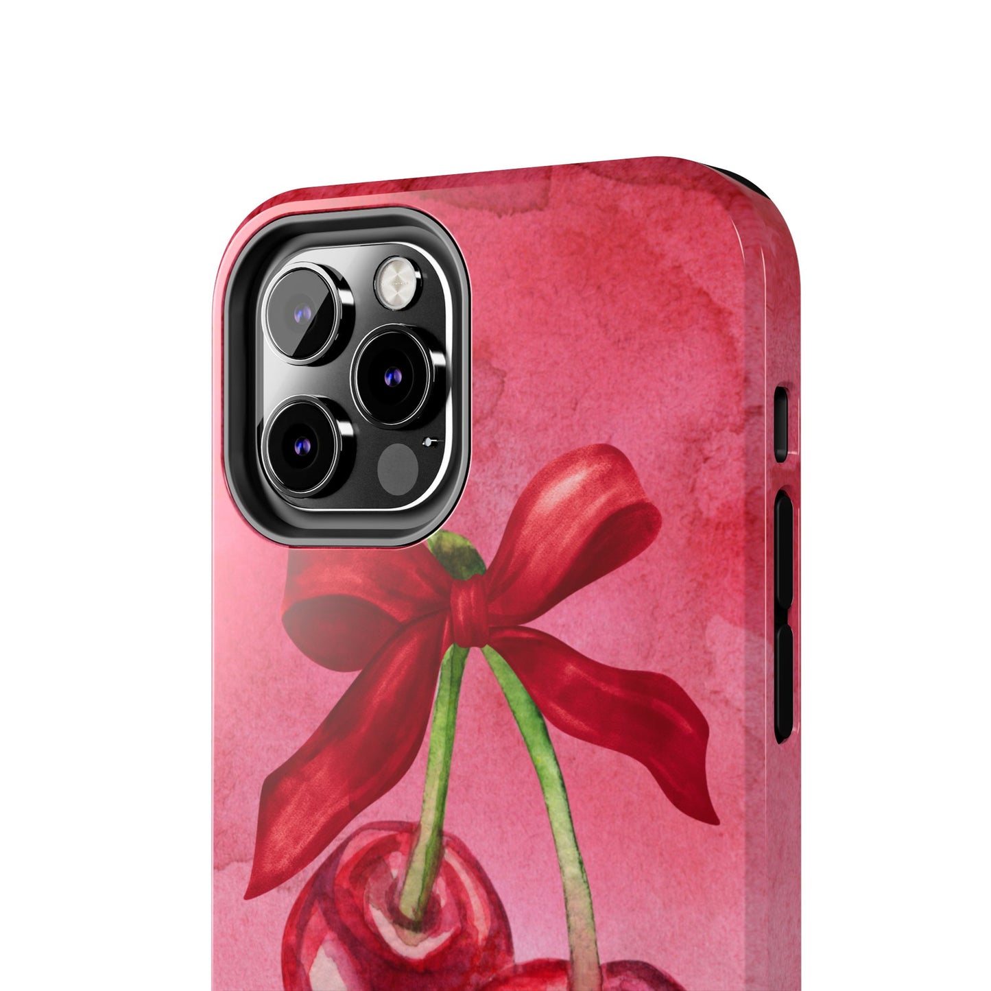 Red Watercolor Cherry and Bow Phone Case