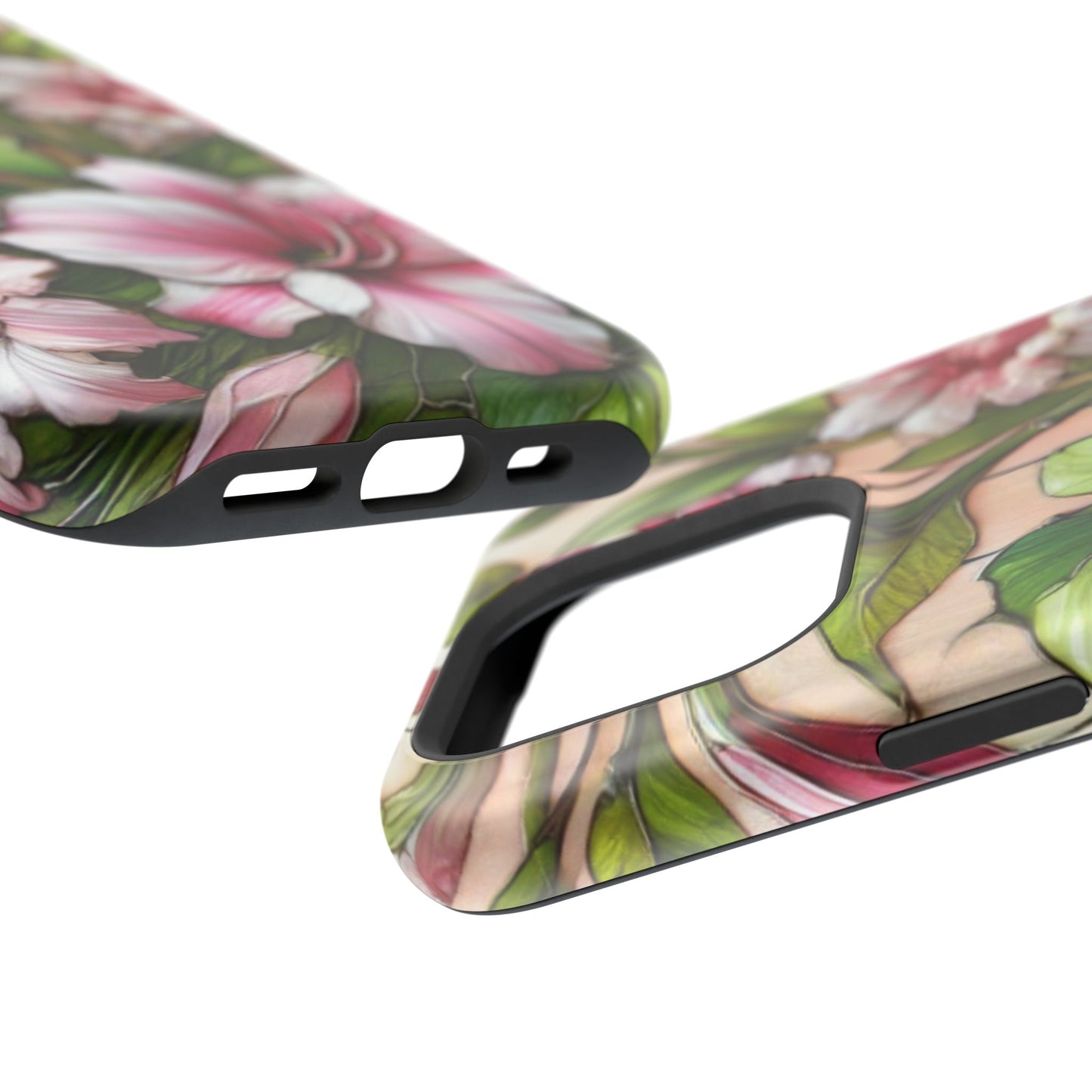 Elegant Pink & Green Floral MAGNETIC Tough Cases - Durable Phone Protection