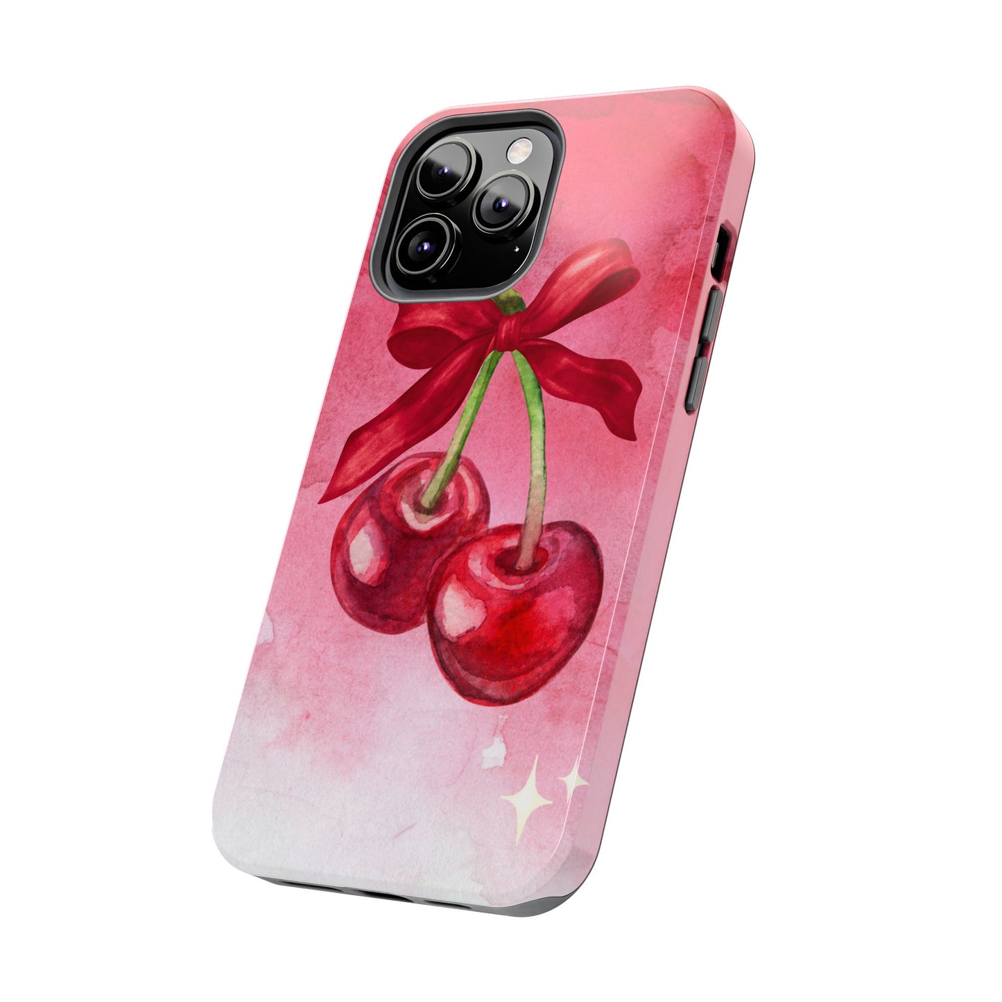 Red Watercolor Cherry and Bow Phone Case