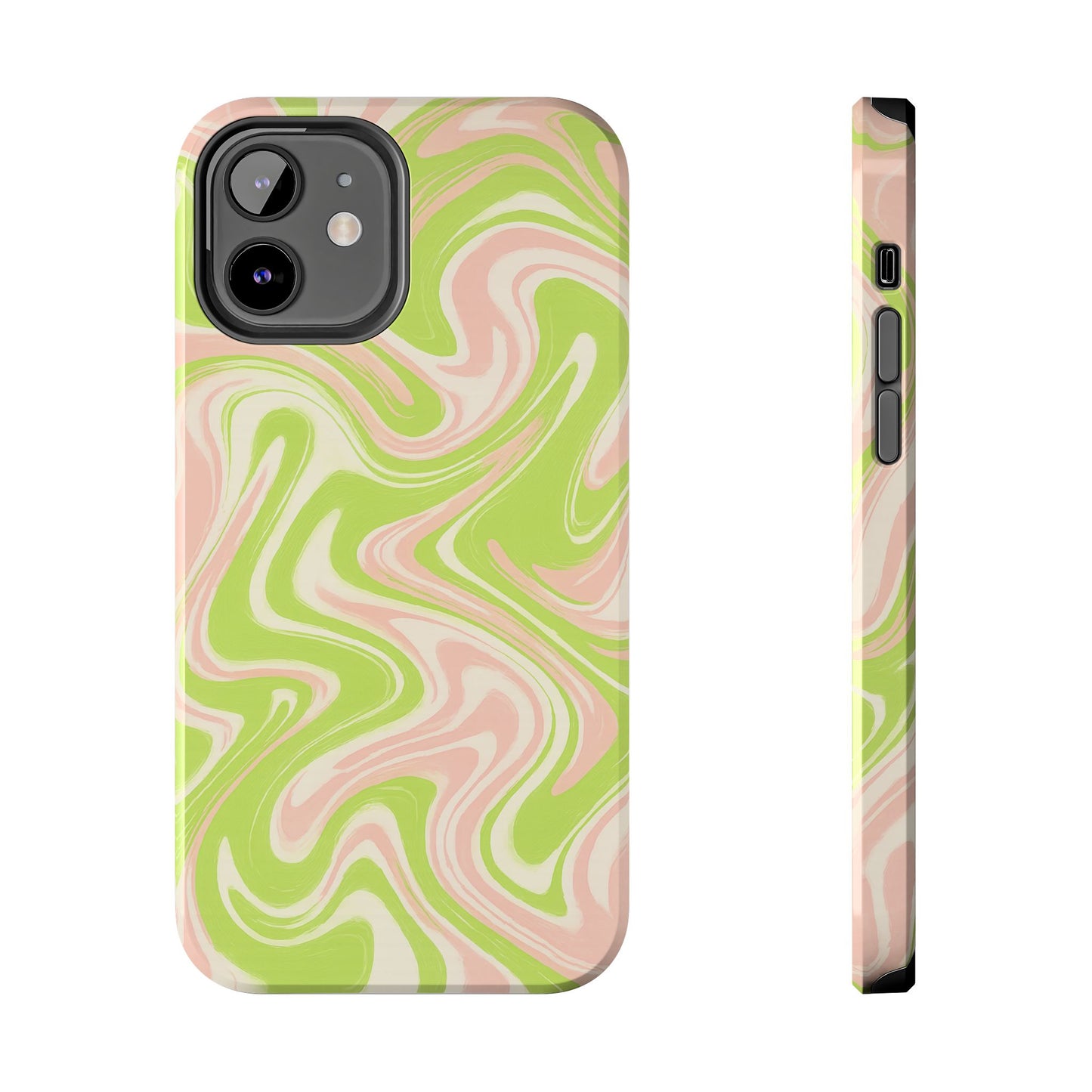 Pink & Green Stylish Tough Phone Case, Durable Protection, Gift for Friends, Colorful Marble Design