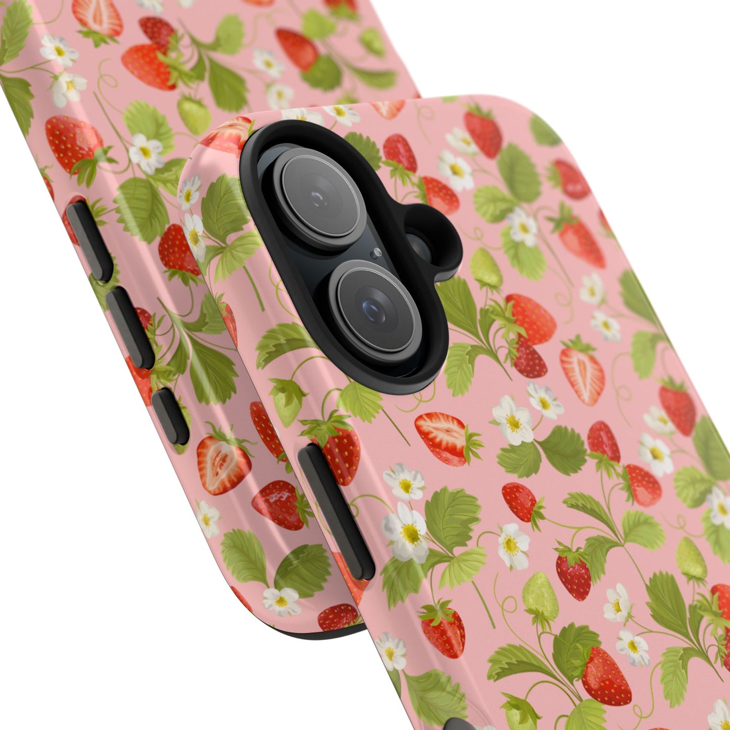 Strawberry Floral Tough Phone Case, Cute Phone Cover, Nature Lovers Gift, Summer Vibe, Durable Phone Protector, Trendy Tech Accessory