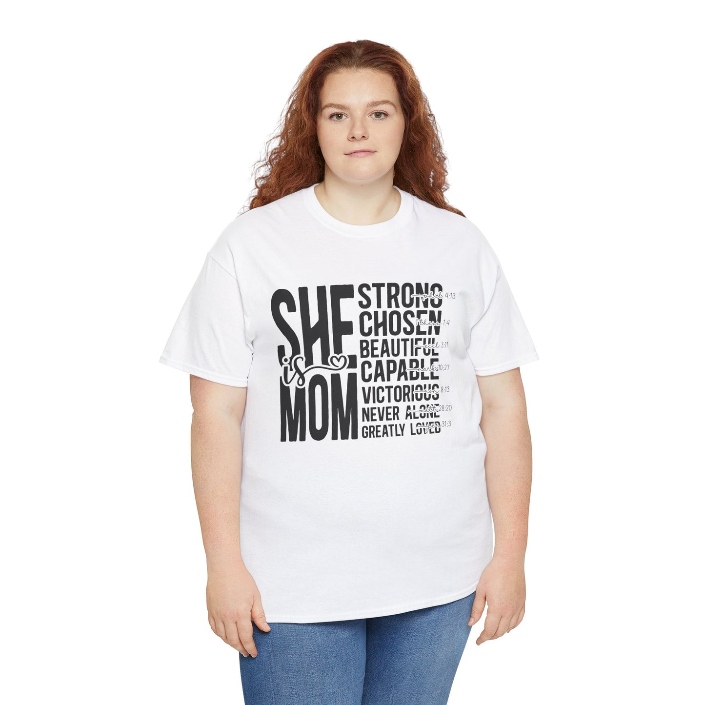 Empowering Mom T-Shirt - Strong, Chosen, Beautiful, Capable Design