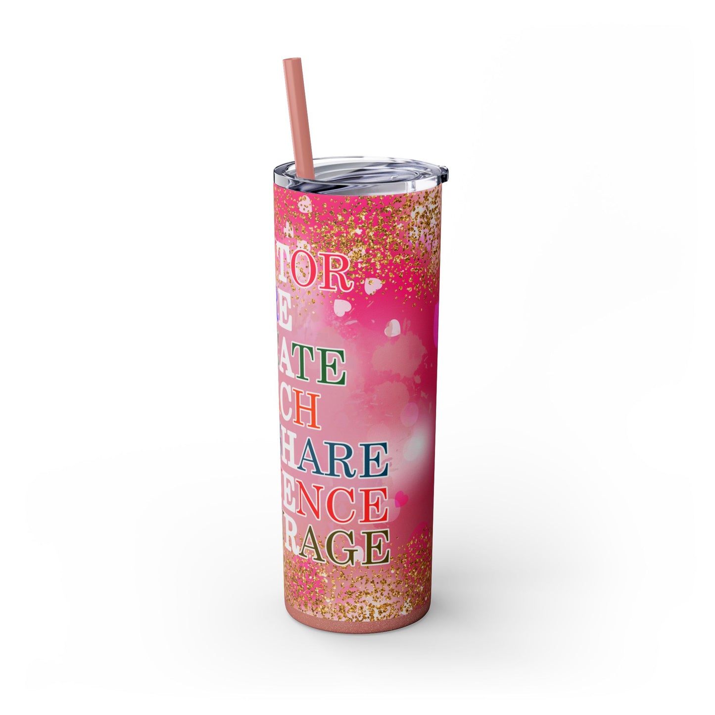 Mentor, Inspire, Educate... Teacher Inspirational Skinny Tumbler with Straw - 20oz