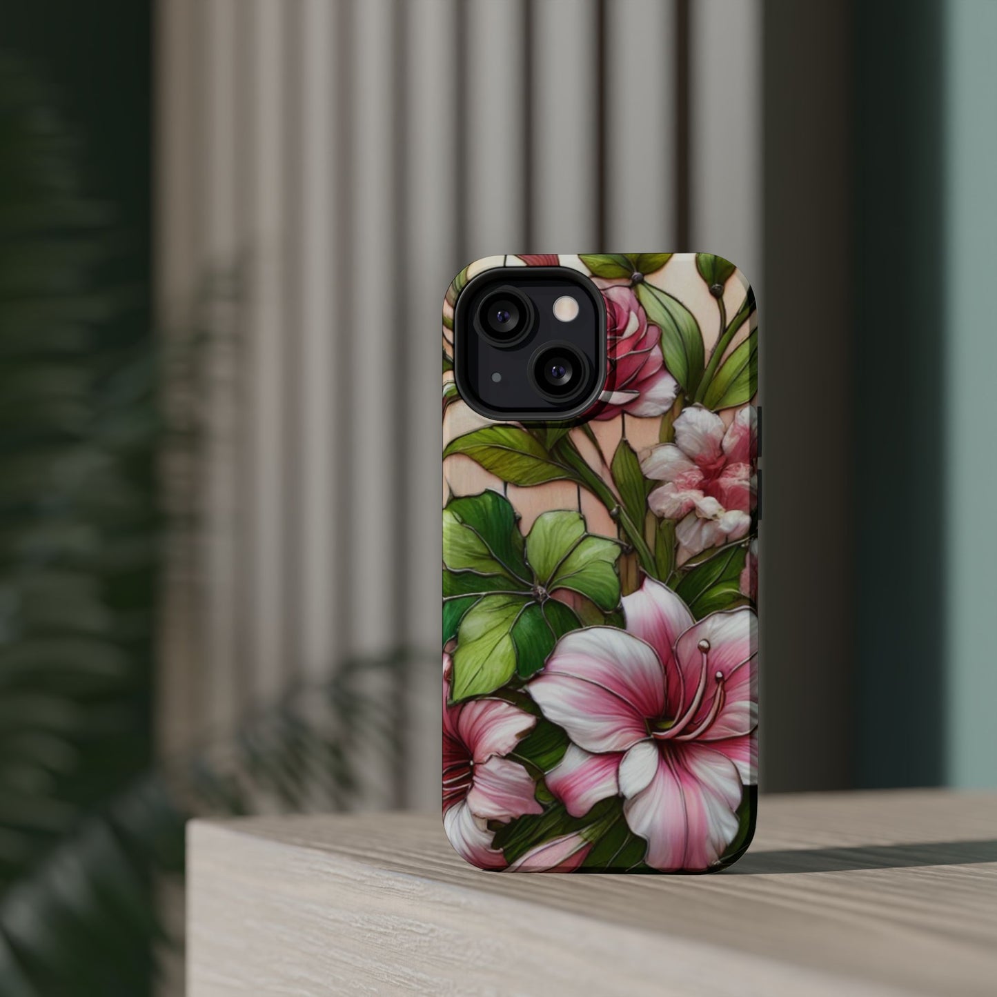 Elegant Pink & Green Floral MAGNETIC Tough Cases - Durable Phone Protection