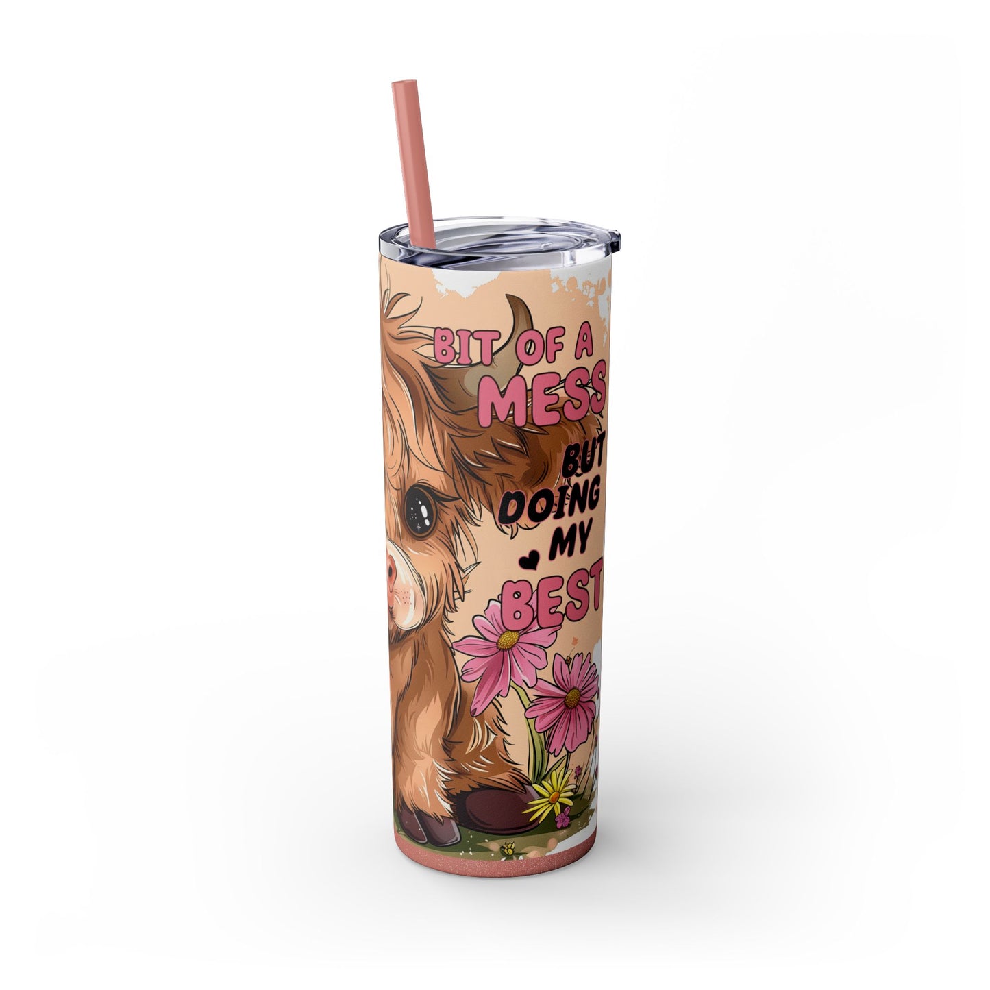 Cute Cow Tumbler with Straw | 20oz |A BIT OF A MESS BUT I'M DOING MY BEST Gift for Birthdays & Special Occasions