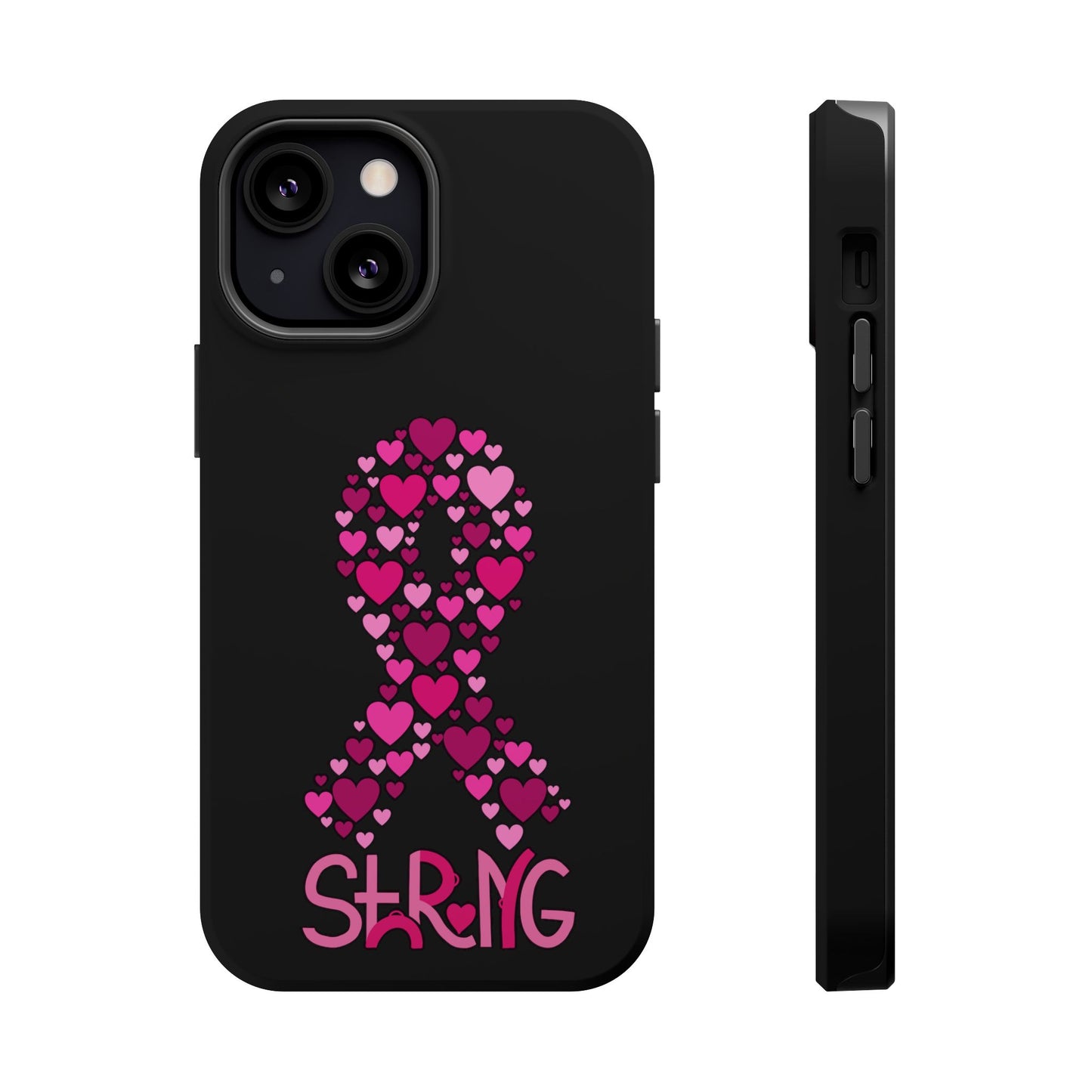 Pink Ribbon Magnetic Phone Case - Strong Heart Design, Cancer Awareness, Gift for Supporters for IPhone