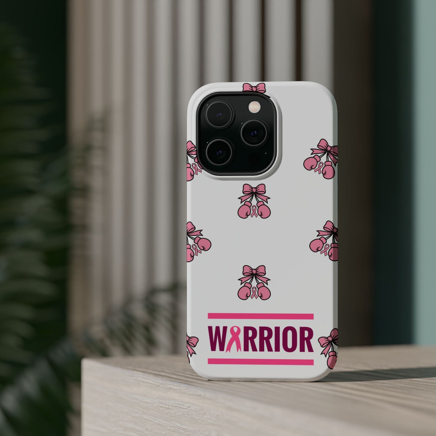 Warrior Bow Pink Magnetic Phone Case, Support Breast Cancer Awareness, Gift for Cancer Fighters for Iphone