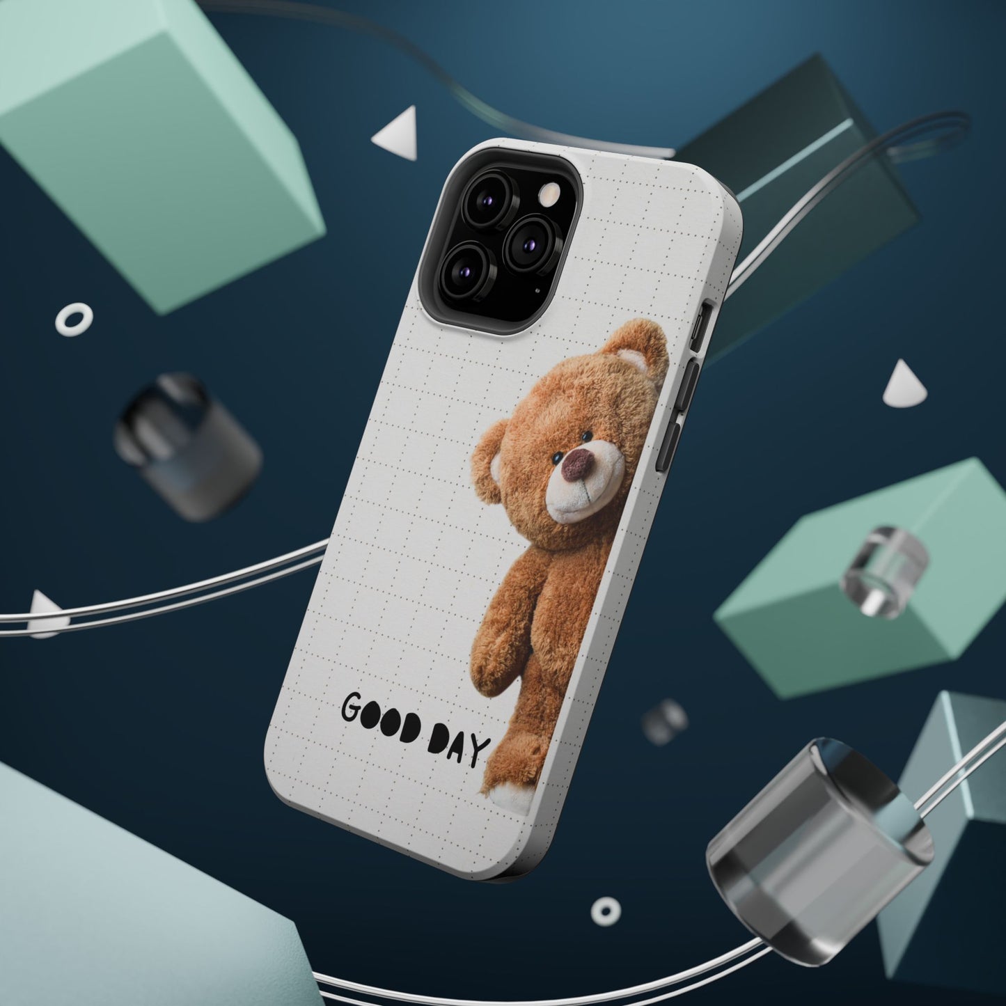 Good Day Teddy Bear MAGNETIC Phone Cases, Cute, Gift for Friends, Teddy Bear Lover's Case