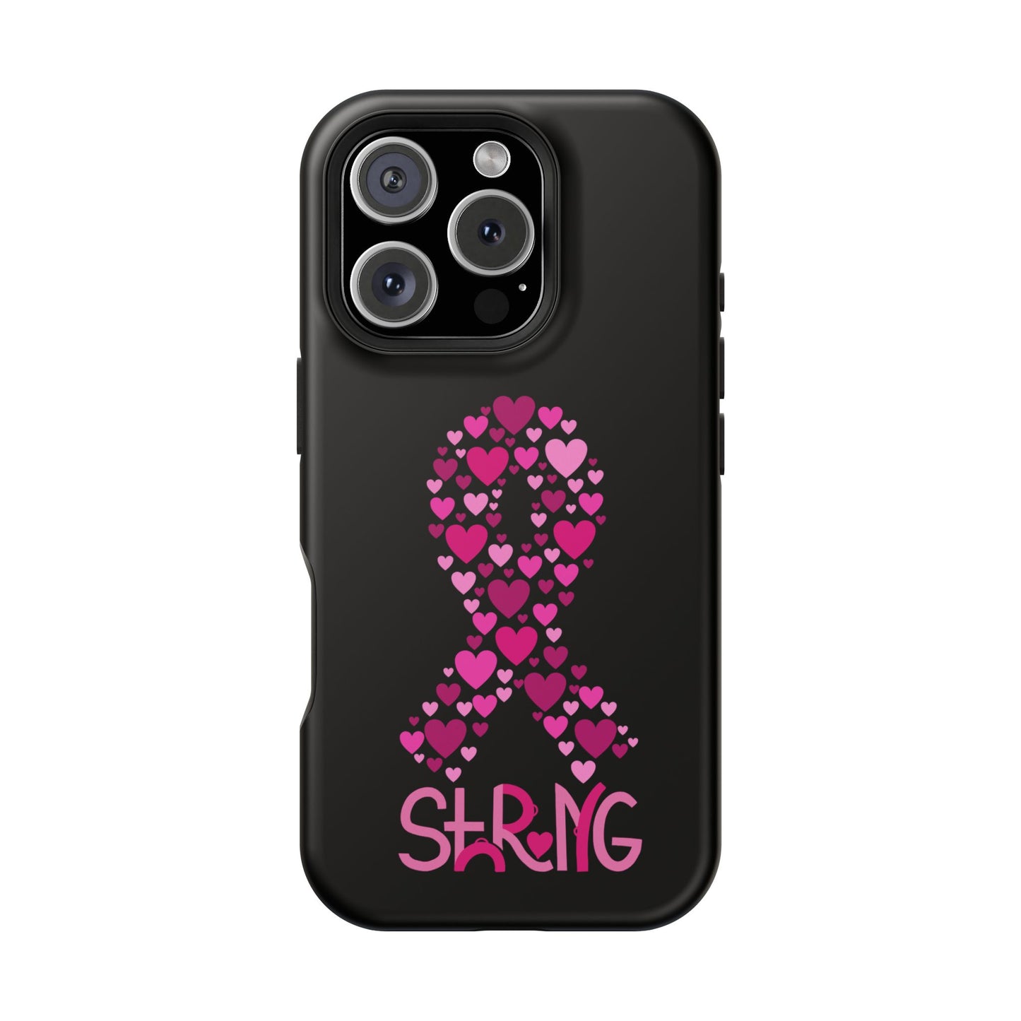 Pink Ribbon Magnetic Phone Case - Strong Heart Design, Cancer Awareness, Gift for Supporters for IPhone