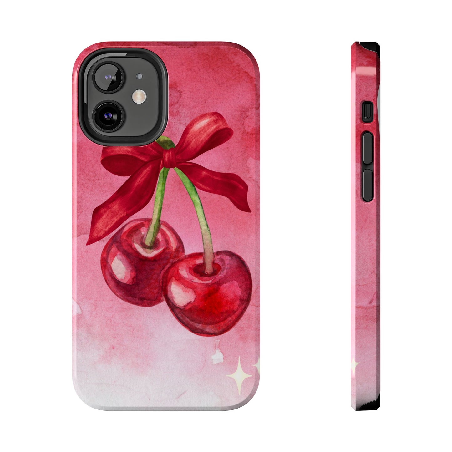 Red Watercolor Cherry and Bow Phone Case
