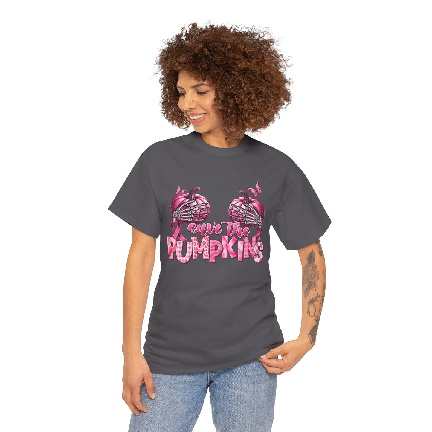 Save the Pumpkins Unisex Tee | Fall Fashion & Breast Cancer Awareness