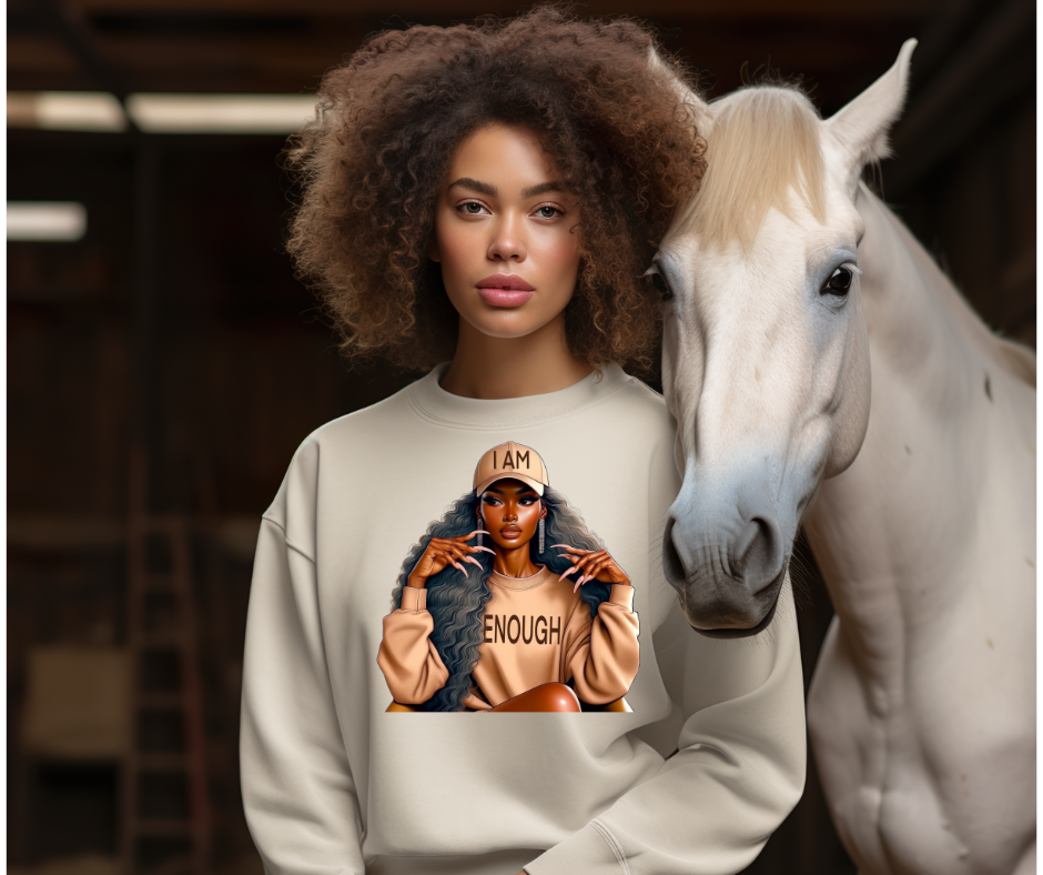 Empowered Statement Crewneck Sweatshirt - 'I AM ENOUGH' Design