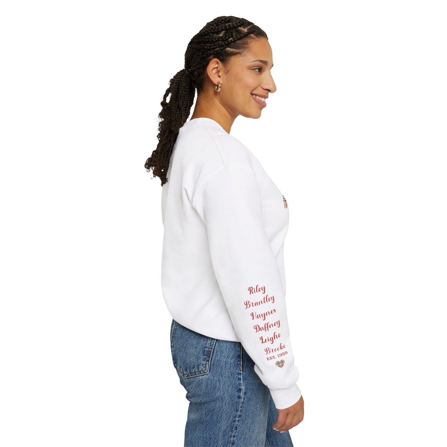 Personalized Mother's Day Crewneck Sweatshirt with grandkids' names on the sleeves