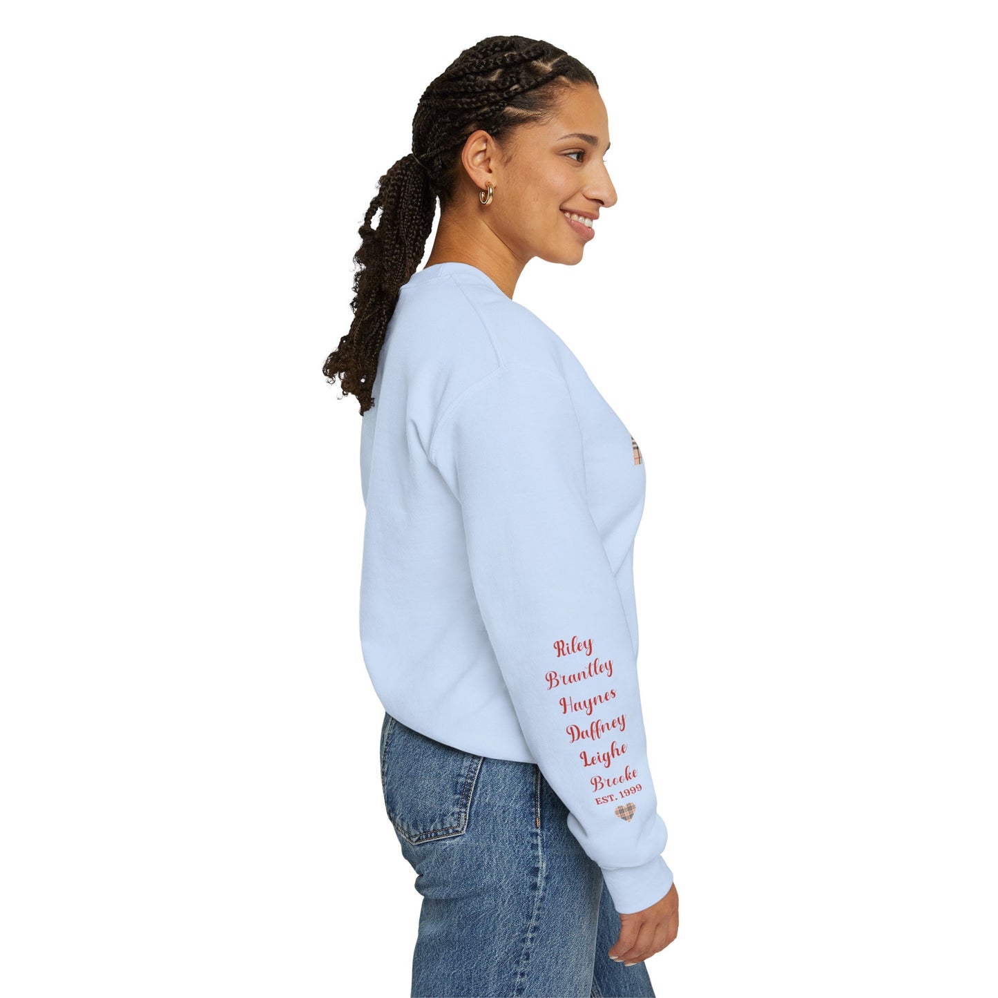 Personalized Mother's Day Crewneck Sweatshirt with grandkids' names on the sleeves