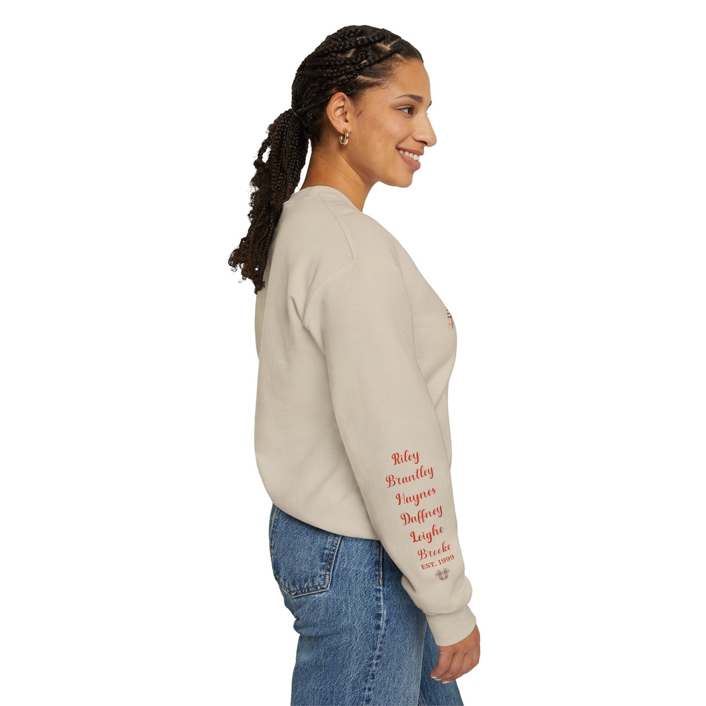 Personalized Mother's Day Crewneck Sweatshirt with grandkids' names on the sleeves