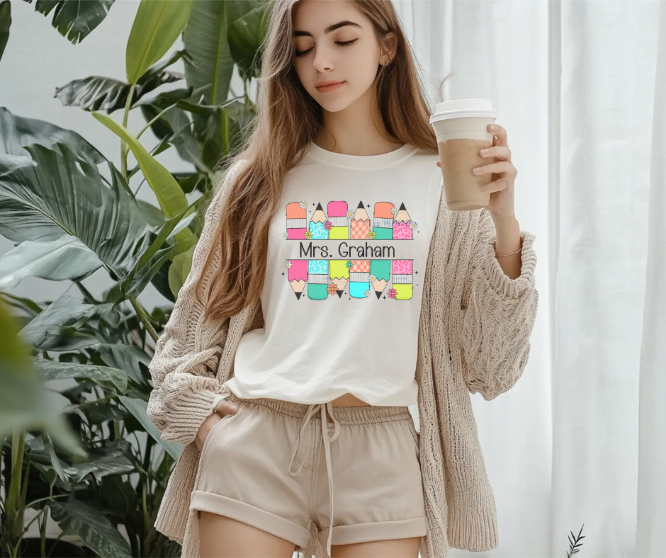 Personalized Unisex Heavy Cotton Tee, Teacher or Student Gift