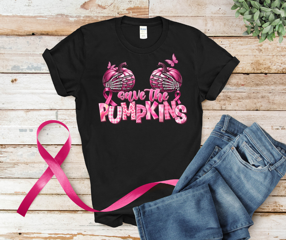 Save the Pumpkins Unisex Tee | Fall Fashion & Breast Cancer Awareness