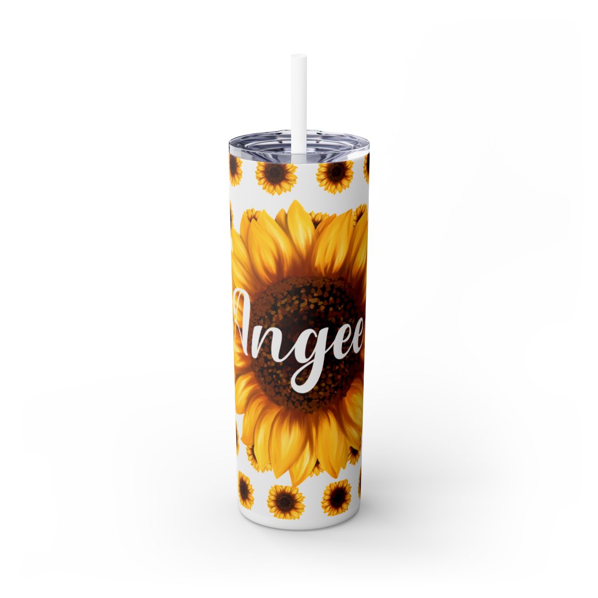 Sunflower-themed Personalized Tumbler with Straw, 20oz