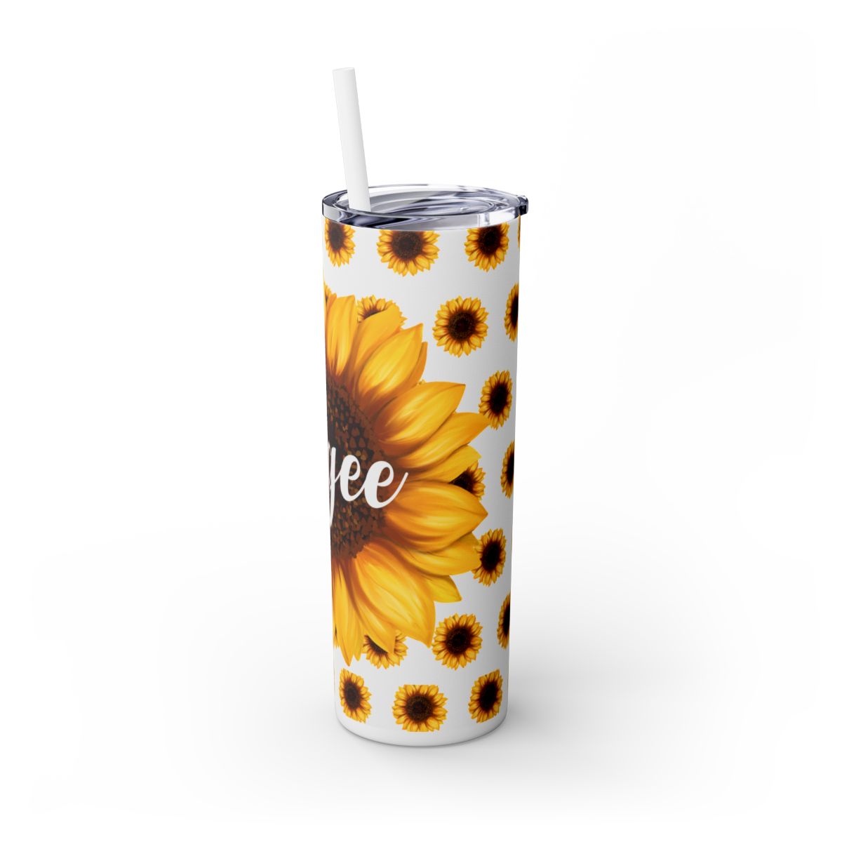 Sunflower-themed Personalized Tumbler with Straw, 20oz