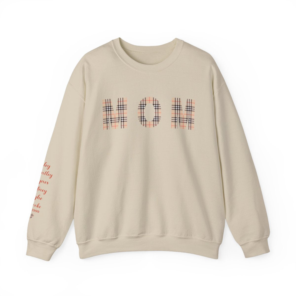 Personalized Mother's Day Crewneck Sweatshirt with grandkids' names on the sleeves