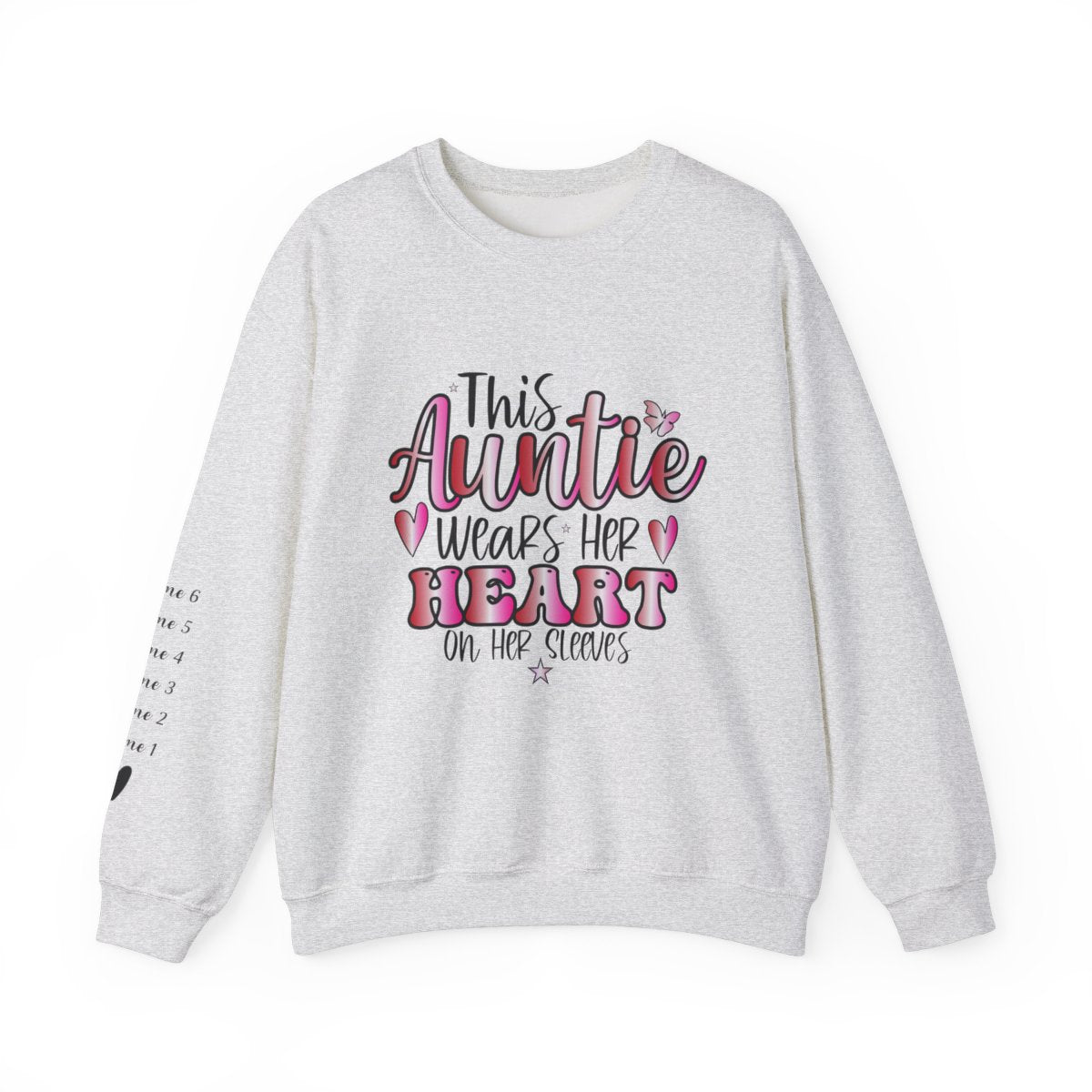 This Auntie Wears Her Heart on Her Sleeve" Unisex Crewneck Sweatshirt