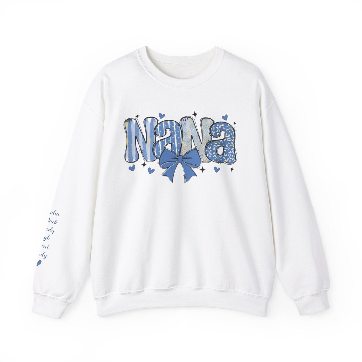 Personalized Nana Mother's Day Crewneck Sweatshirt with grandkids' names on the sleeves