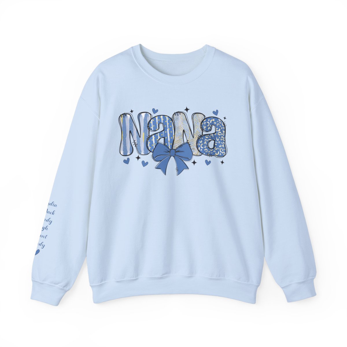 Personalized Nana Mother's Day Crewneck Sweatshirt with grandkids' names on the sleeves