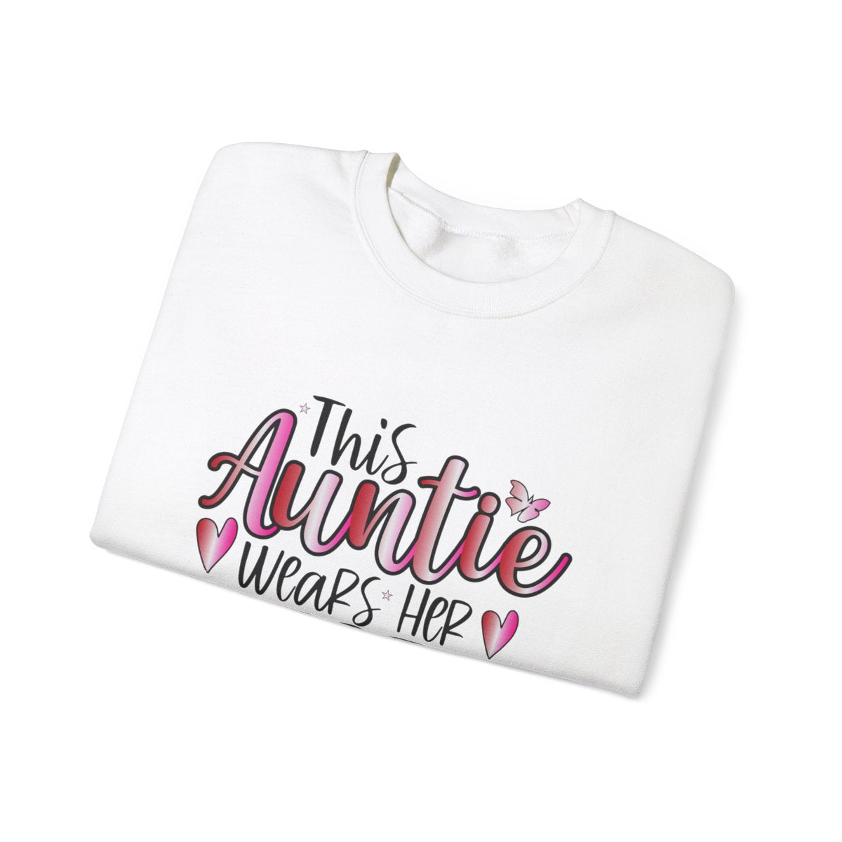 This Auntie Wears Her Heart on Her Sleeve" Unisex Crewneck Sweatshirt