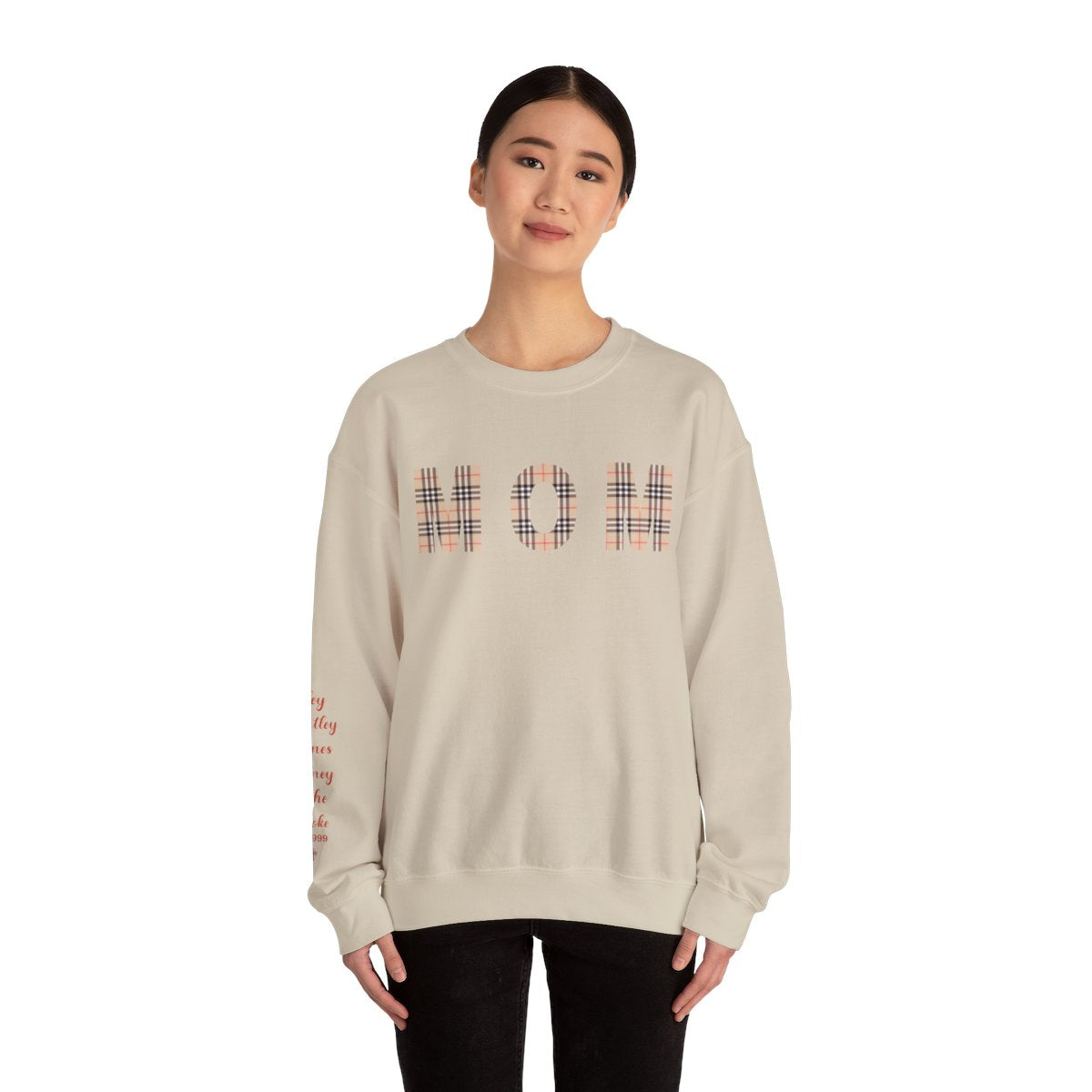 Personalized Mother's Day Crewneck Sweatshirt with grandkids' names on the sleeves