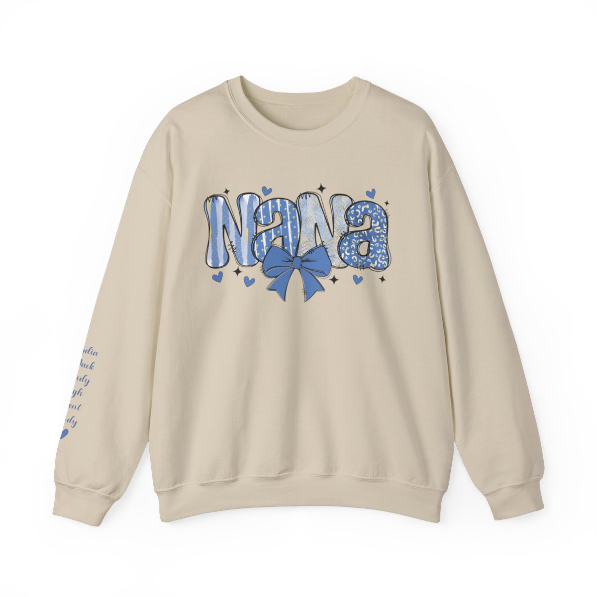 Personalized Nana Mother's Day Crewneck Sweatshirt with grandkids' names on the sleeves