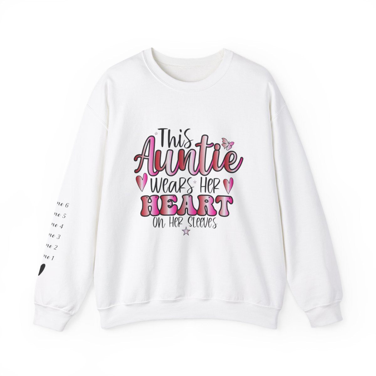 This Auntie Wears Her Heart on Her Sleeve" Unisex Crewneck Sweatshirt