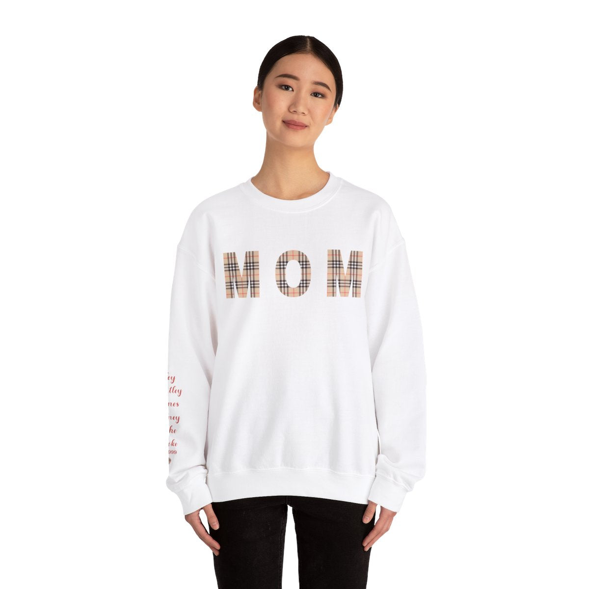 Personalized Mother's Day Crewneck Sweatshirt with grandkids' names on the sleeves