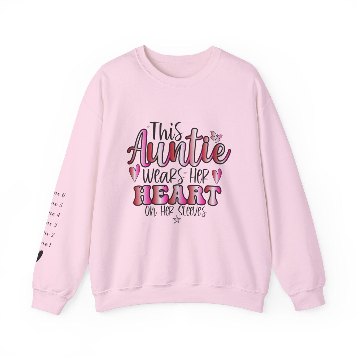 This Auntie Wears Her Heart on Her Sleeve" Unisex Crewneck Sweatshirt
