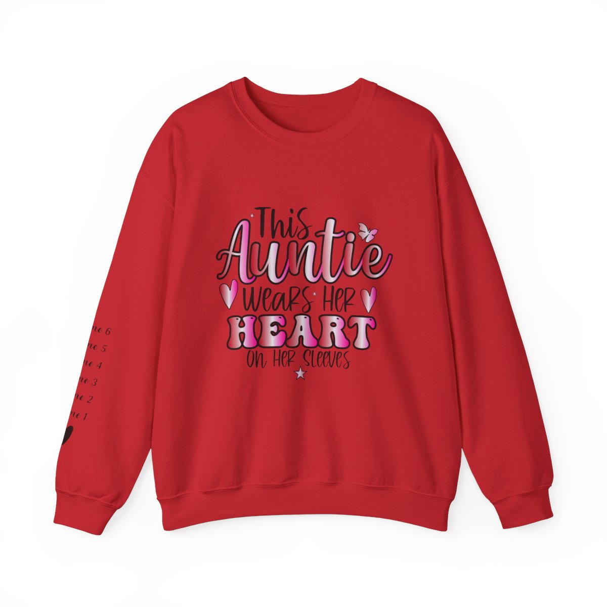 This Auntie Wears Her Heart on Her Sleeve" Unisex Crewneck Sweatshirt