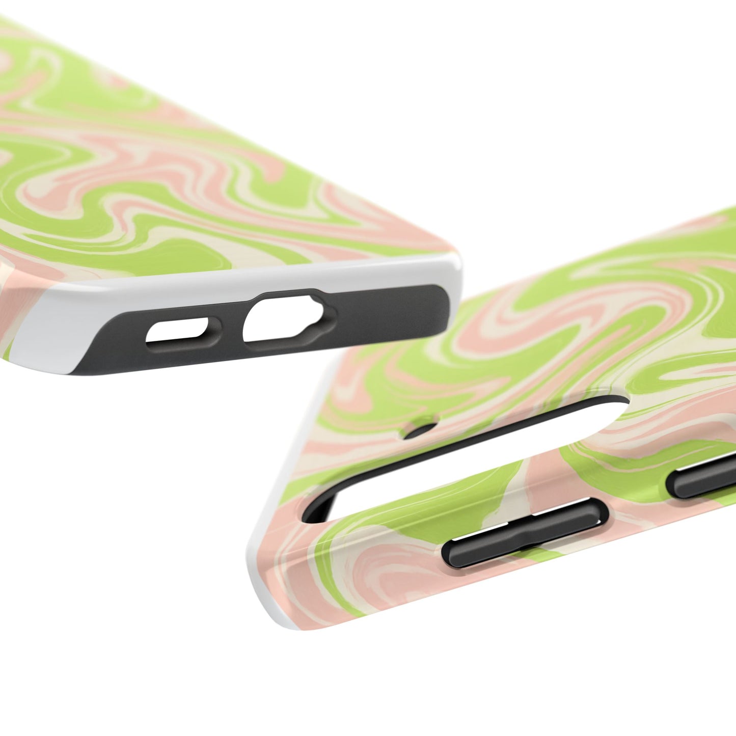 Pink & Green Stylish Tough Phone Case, Durable Protection, Gift for Friends, Colorful Marble Design