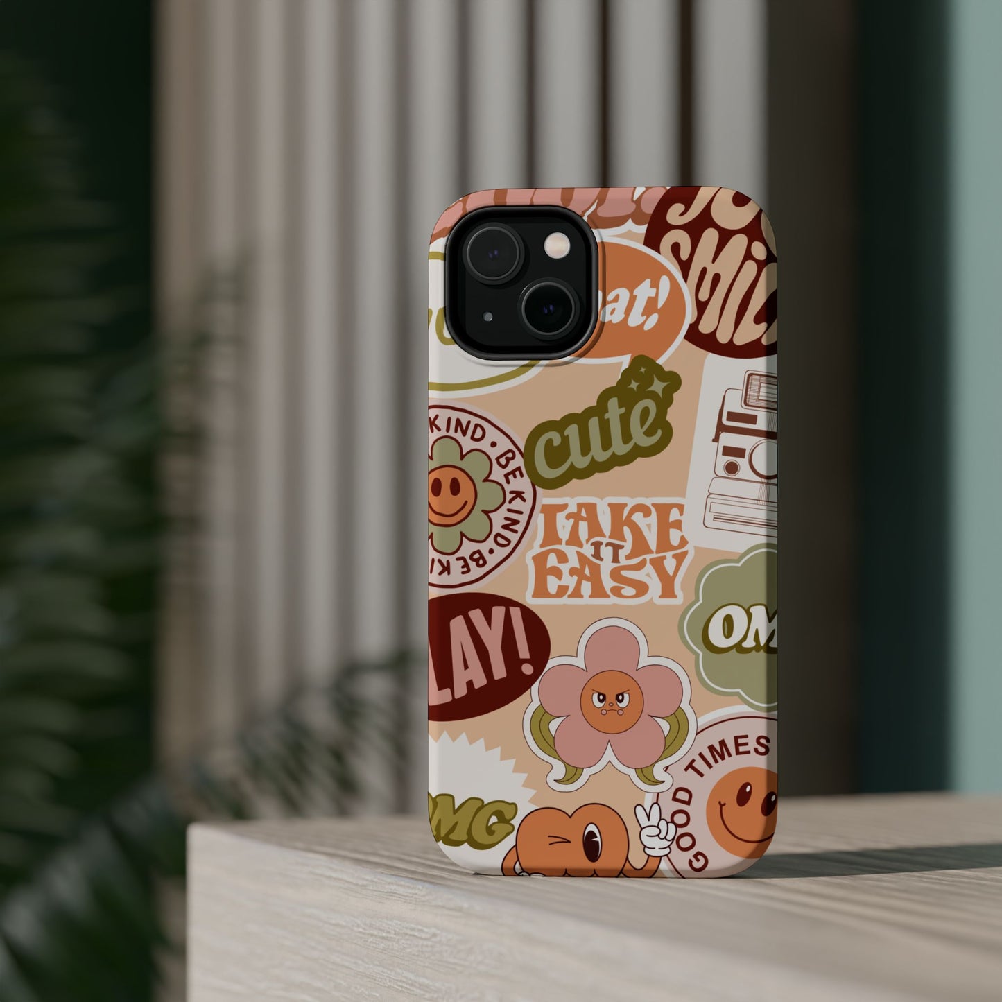 Cute Retro, Positive Affirmation Sticker Phone Case, Funky Phone Cover, Vibrant Design, Ideal Gift for Teens