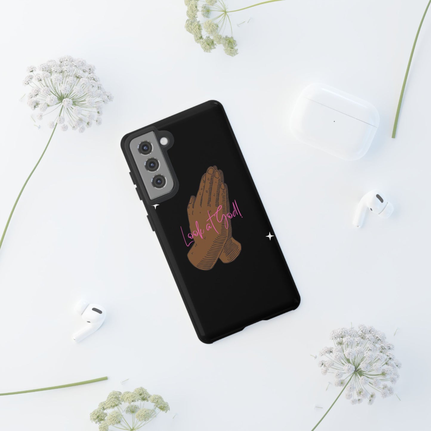 Phone Cases - 'Look at God' Praying Hands Religious Design Tough Case for Samsung